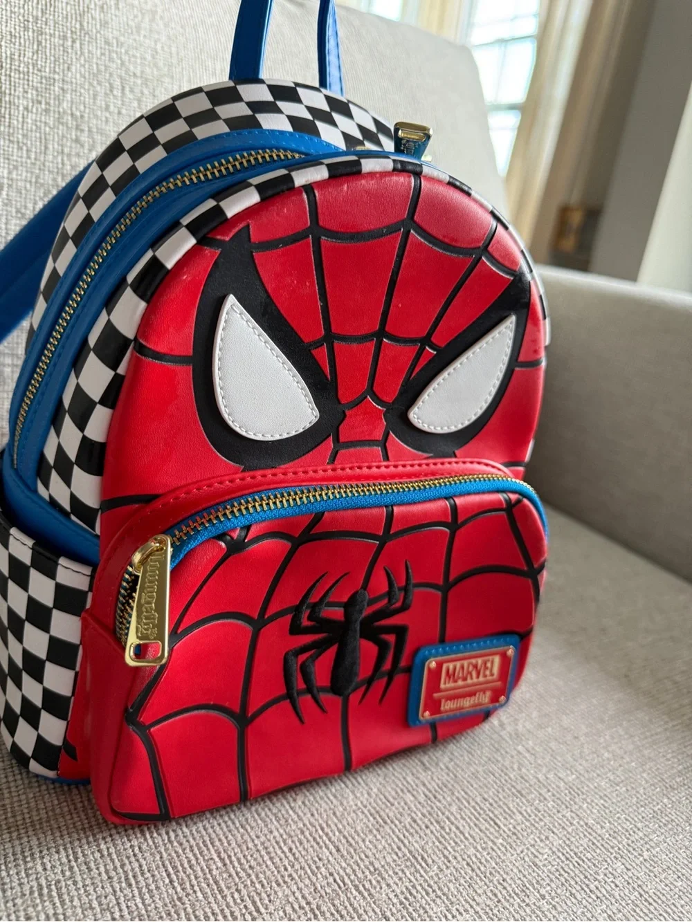 🔥 RETIRED! Loungefly x Marvel checkered Spider-Man Mini Backpack